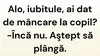 BANCUL ZILEI | ”Iubitule, ai dat de mâncare la copil?”