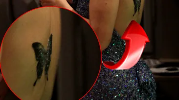 Irina Cordoneanu lanseaza o noua moda in materie de accesorii! Vedeta si-a lipit pe spatele gol un fluture stralucitor!