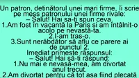 BANCUL ZILEI | Salut, hai să-ți spun ceva. I-am tras-o lu' nevastă-ta!