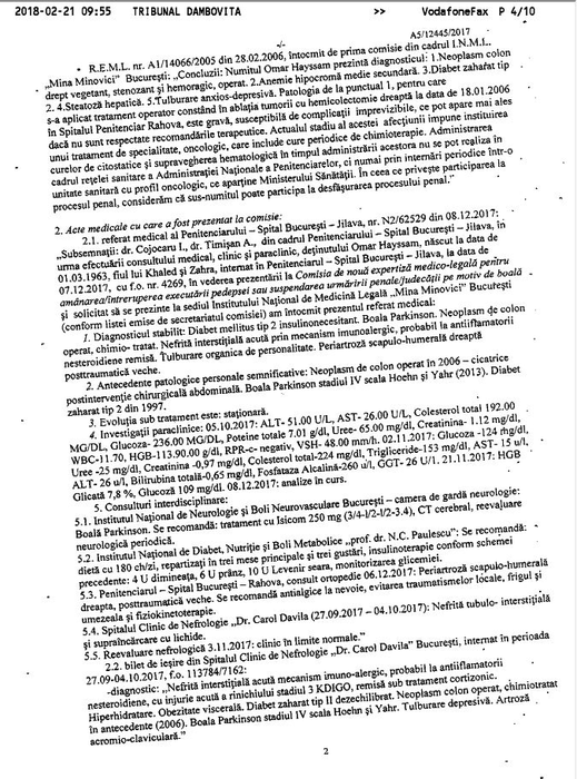 Documentele medicale care dovedesc starea precară de sănătate a lui Omar Hayssam