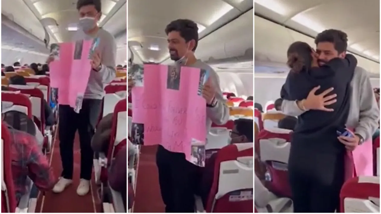Gestul făcut de un tânăr, într-un avion, de față cu iubita sa. Ea nu știa că bărbatul se află la bord! Pasagerii au început să aplaude