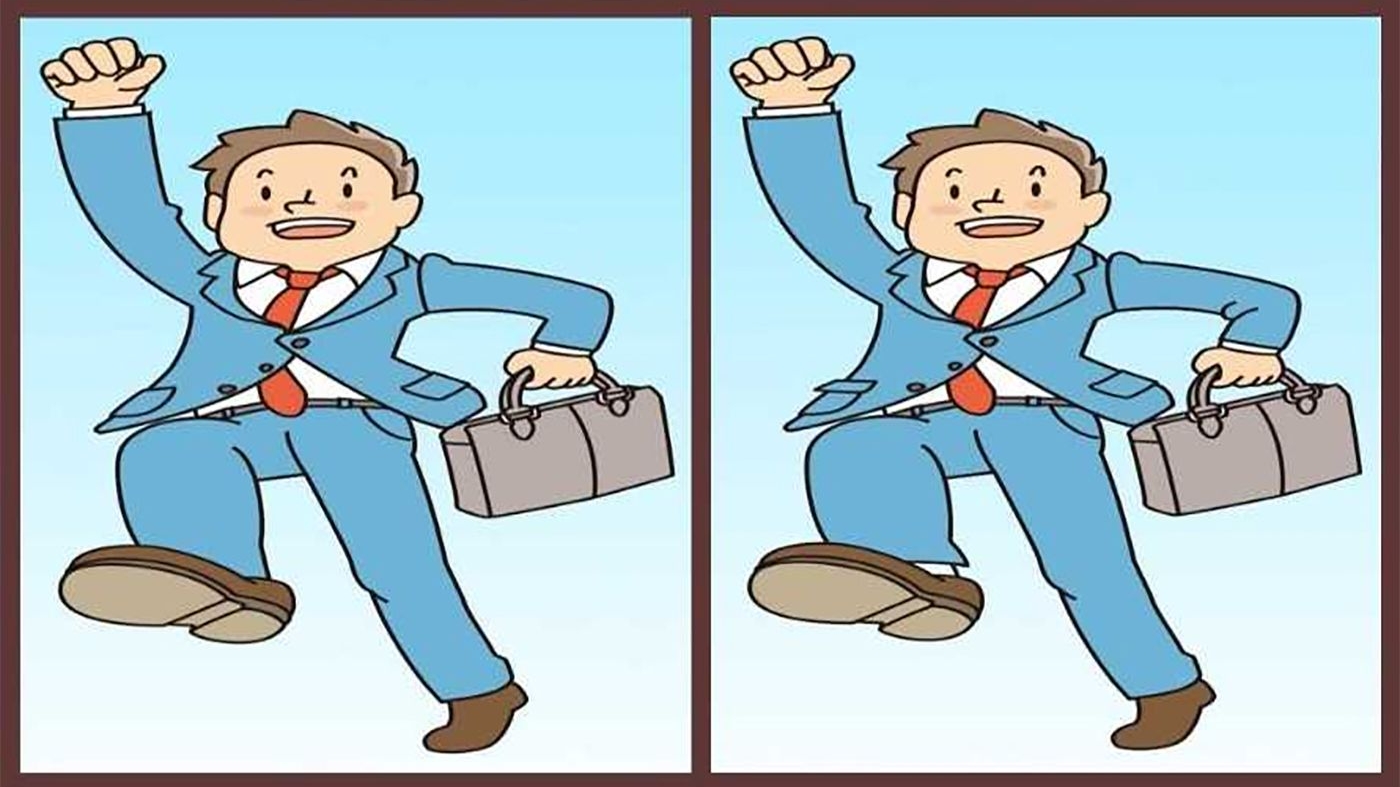 Test de logică | Identificați toate cele 3 diferențe dintre bărbatul din stânga și cel din dreapta!