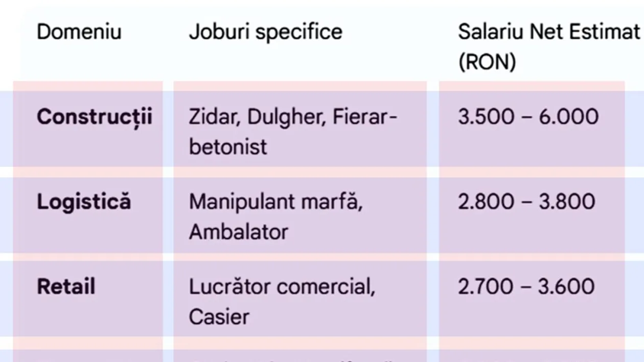 Ce job-uri poți avea în România fără 12 clase terminate. Ce salarii primești pentru ele, în 2026