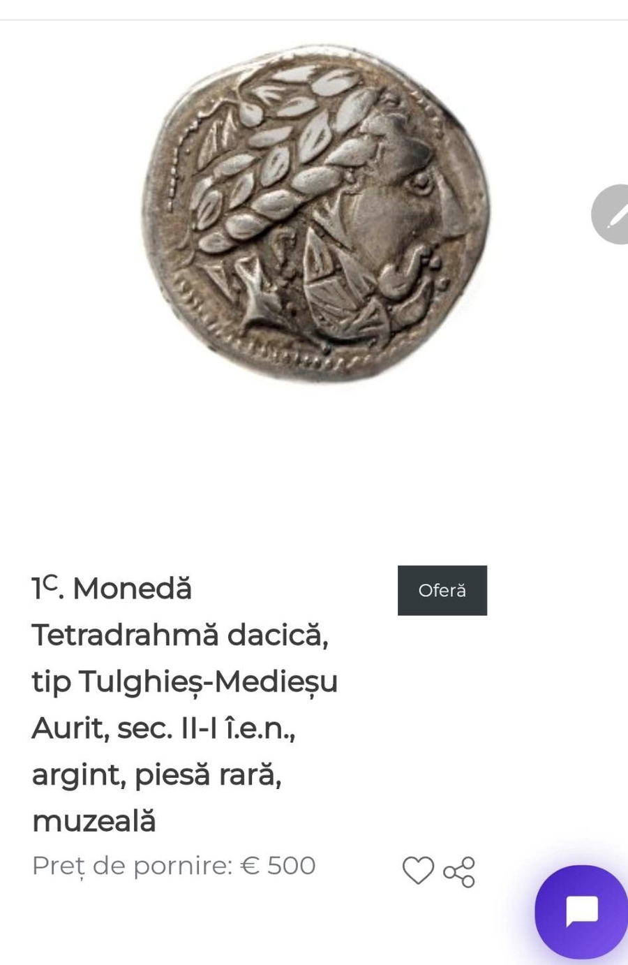 moneda veche licitație