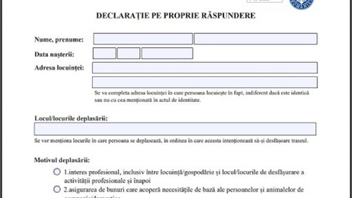 S-a schimbat declarația pe proprie răspundere. Ce trebuie să completezi dacă vrei sa ieși din casă după ora 23:00