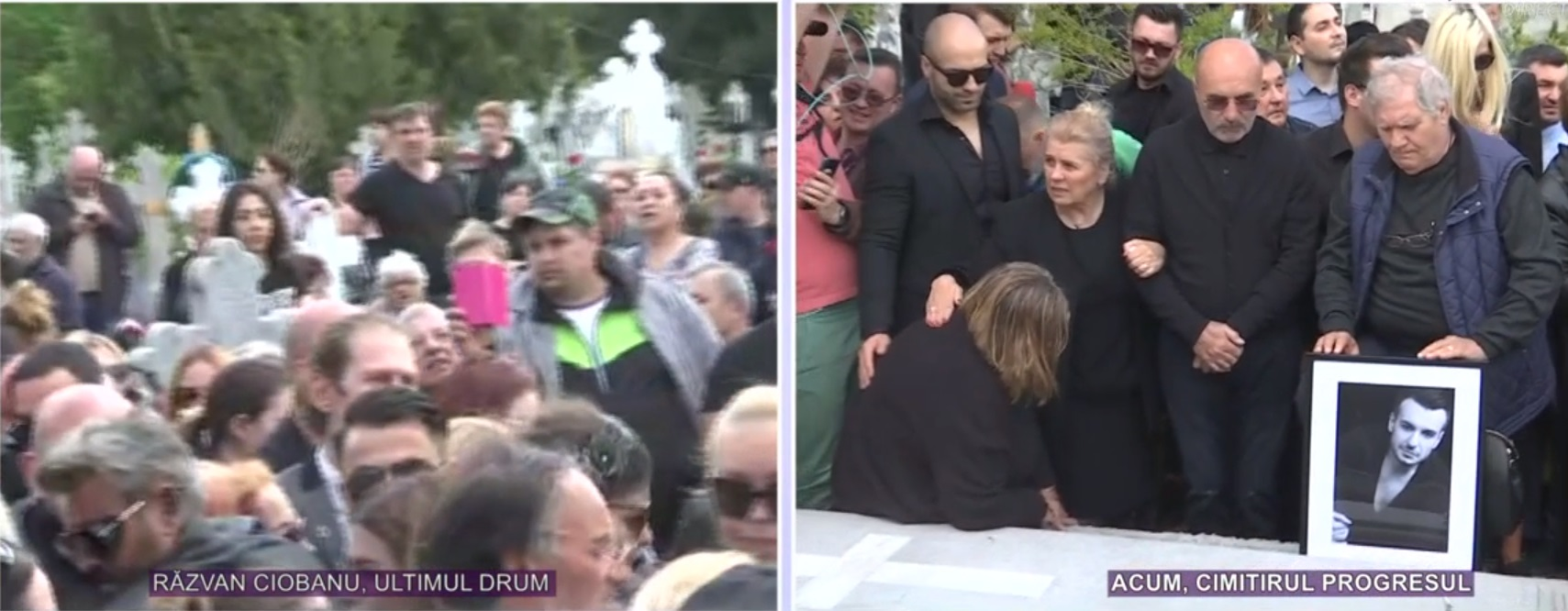 Mama lui Răzvan Ciobanu, îngenuncheată de durere la mormântul designerului. Elena s-a prăbușit după ce sicriul a fost băgat în groapă
