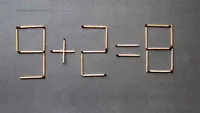 TEST IQ | Mutați un singur chibrit pentru a corecta: 9 + 2 = 8