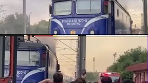 Incendiu la locomotiva unui tren de pasageri în Constanța: circulația a fost blocată temporar