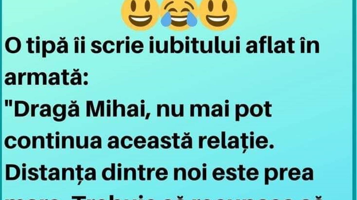 Bancul zilei. O tipă îi scrie iubitului aflat în armată: "Dragă Mihai..."