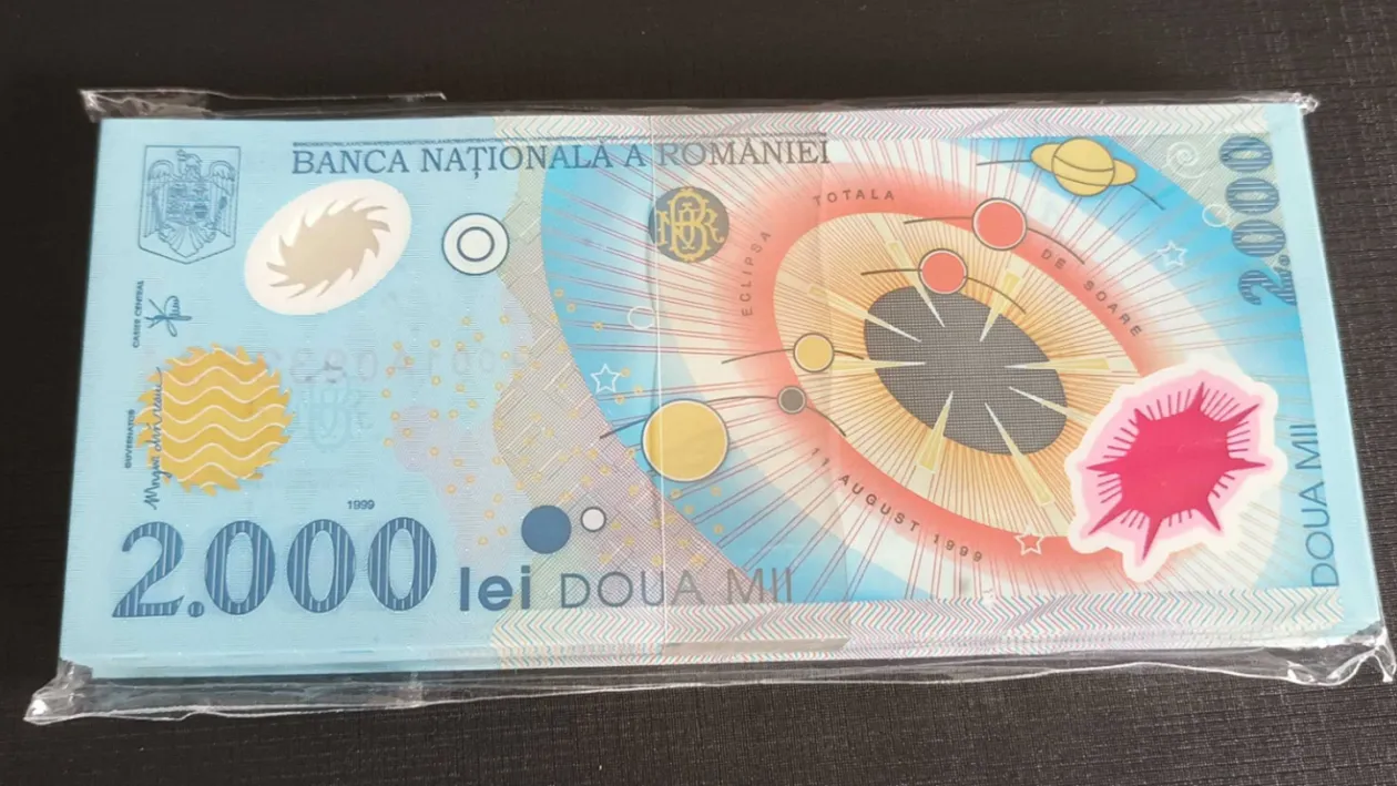 Ireal! Cu câți lei se vinde pe OLX celebra bancnotă emisă de BNR cu eclipsa de soare, în 1999