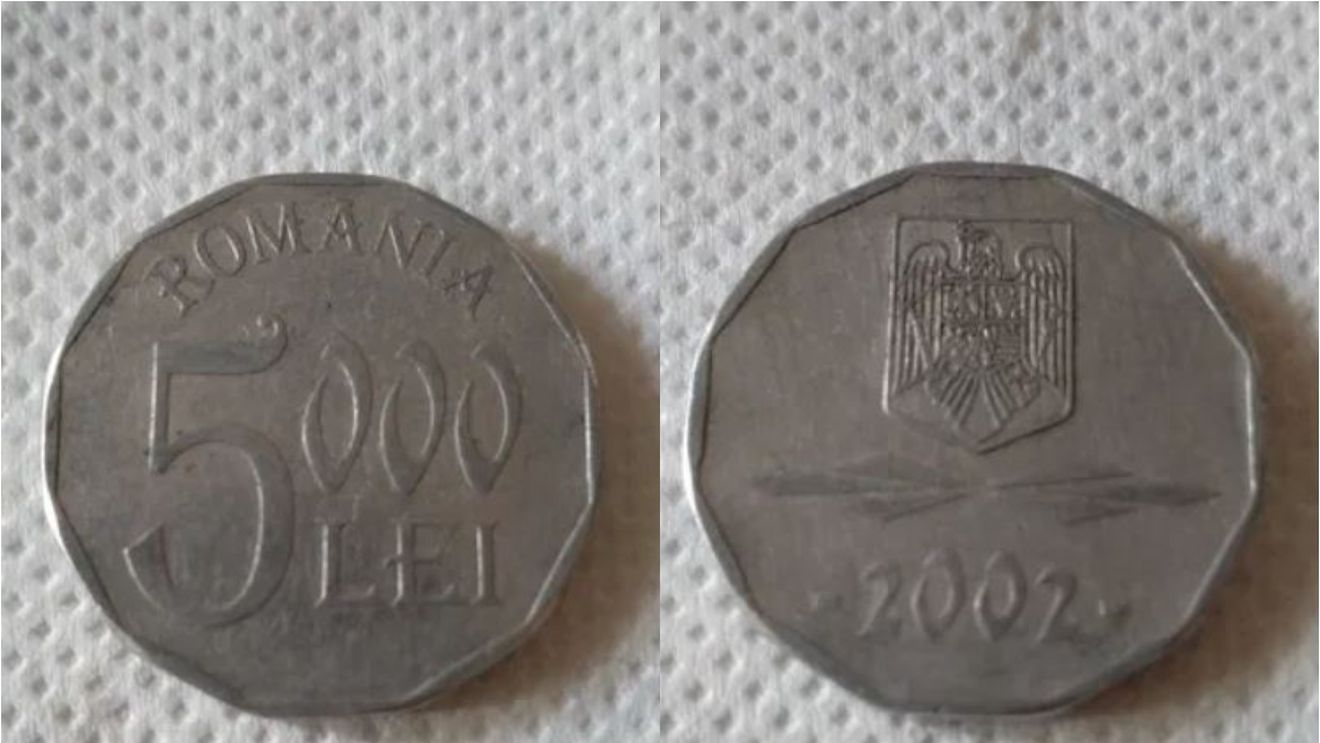 Tu mai ai deții așa ceva? Prețul ireal la care se vinde o monedă de 5.000 de lei din anul 2002, acum, la 21 de ani diferență