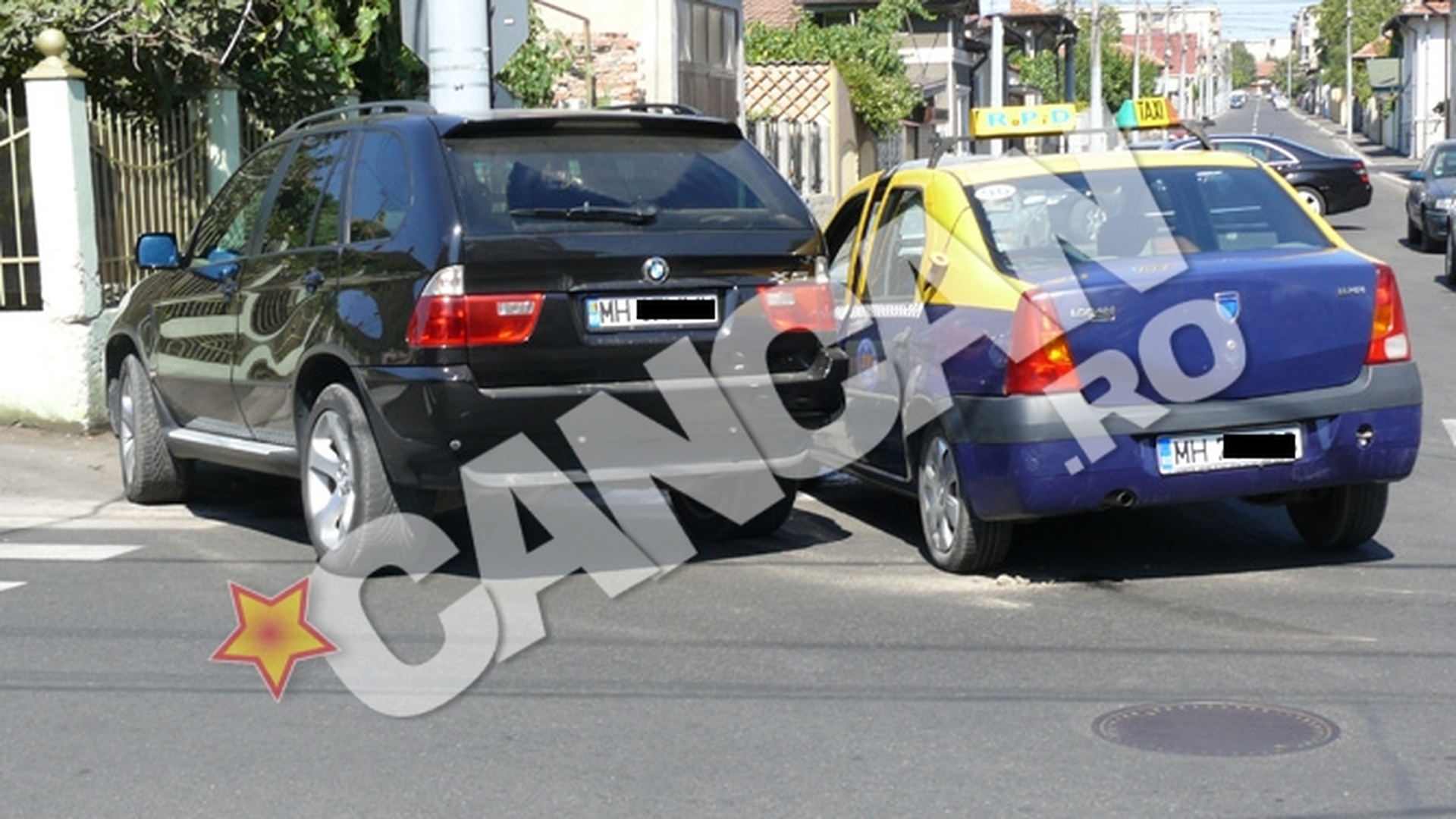 Verisoara lui Leo de la Strehaia a intrat cu BMW-ul X5 intr-un taxi si a bagat doi oameni in spital