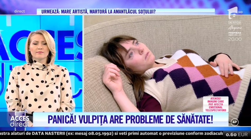 A fost chemată ambulanța la ”Acces Direct”! Vulpița nu s-a mai putut ridica de pe canapea și acuza dureri îngrozitoare