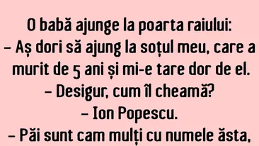 Bancul începutului de săptămână | O bătrână își caută soțul la Poarta Raiului