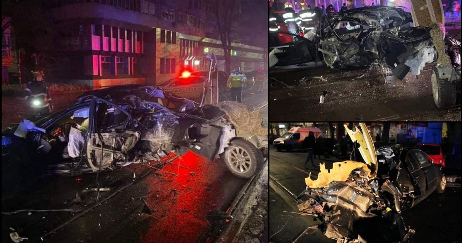 Accident înfiorător în Brăila. Șoferul unui BMW, proiectat pe șosea după ce a pierdut controlul volanului și a făcut prăpăd. Bărbatul de 23 de ani, în comă la spital
