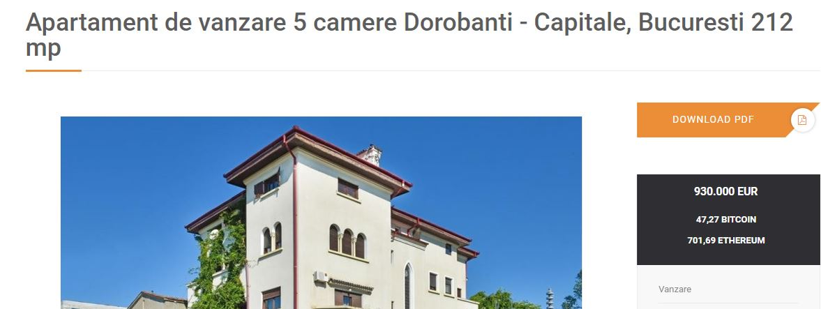 Apartamentul de 5 camere care poate fi cumpărat și in Bitcoin