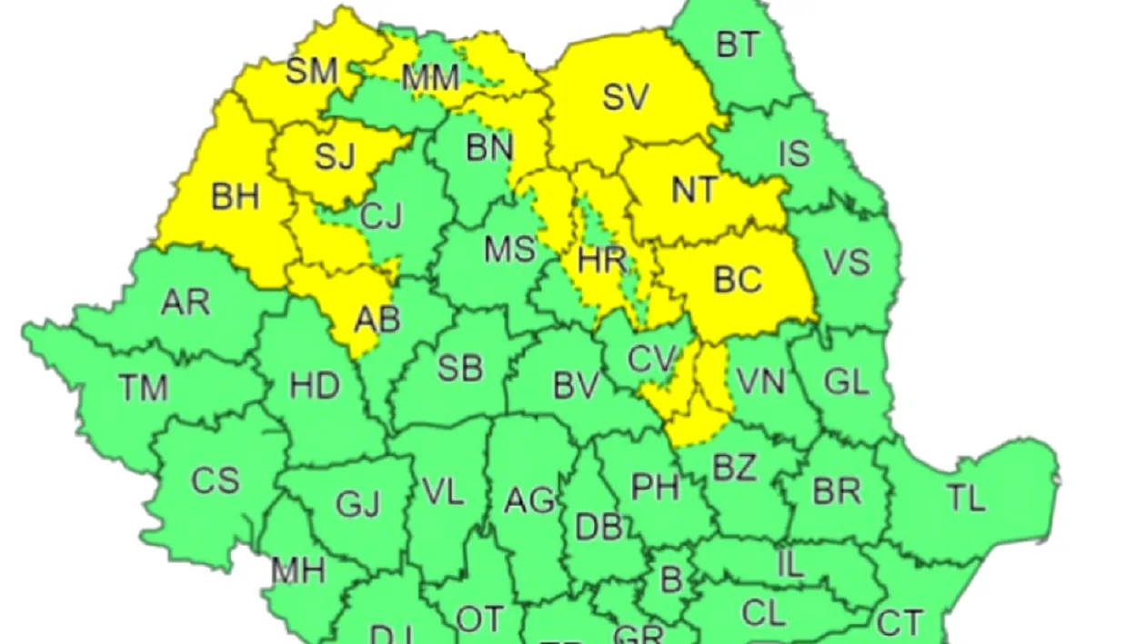 ANM a actualizat prognoza meteo pentru weekend. Cod galben și potrocaliu de ninsori și viscol în România
