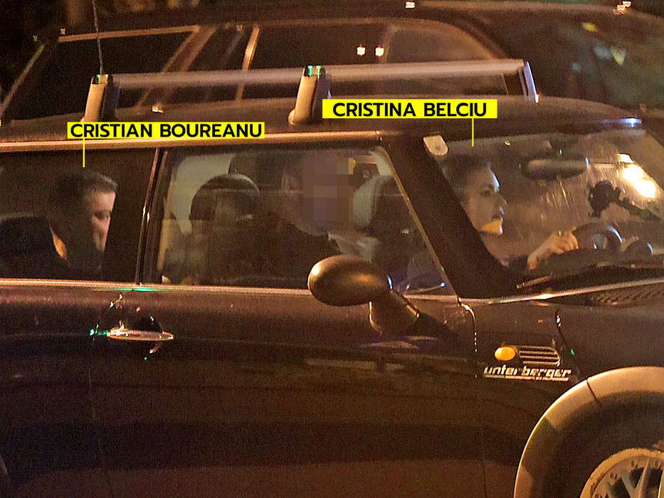 Cristian Boureanu a ales locul din spate al mașinii Cristinei Belciu (Foto: CANCAN.RO)
