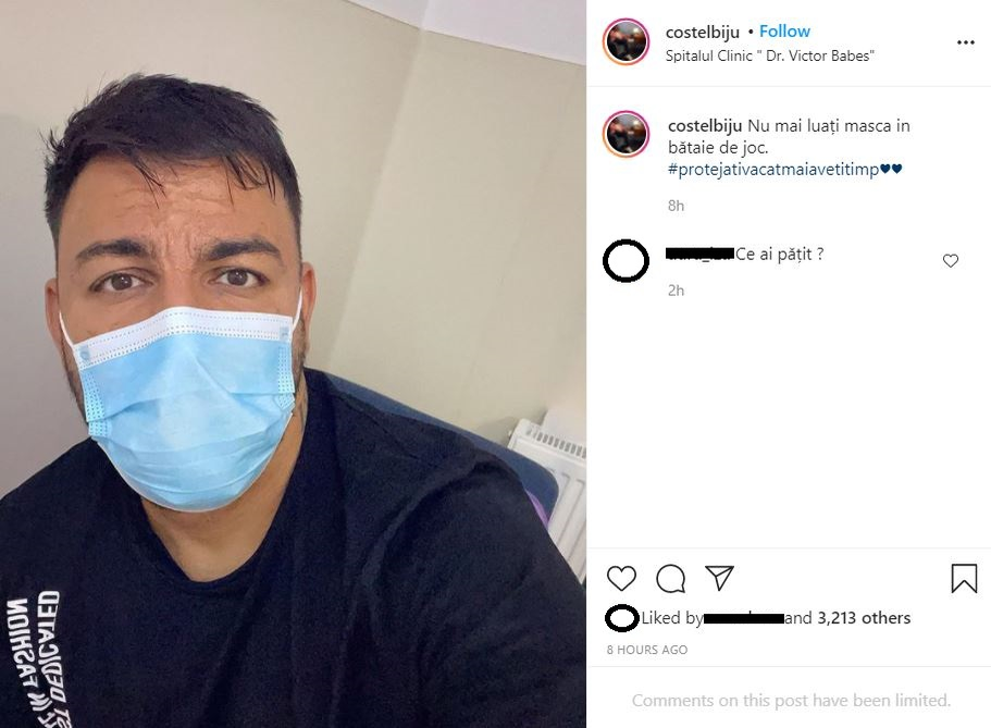 Costel Biju a ajuns la spital. Sursă foto: Instagram