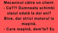 BANC | „Ce?! Dumneata schimbi uleiul odată la doi ani?”