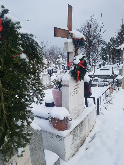 Văduva i-a împodobit mormântul milionarului Vasile Turcu înainte de Crăciun