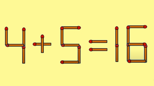 TEST IQ | 4+5=16 este greșit. Pentru a corecta egalitatea, este nevoie să mutați un singur chibrit