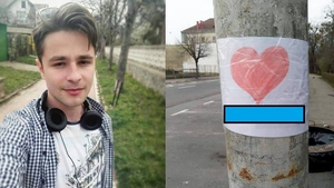 Gestul emoţionant al unui student din Sibiu a devenit viral! Ce mesaje a lipit Adrian Chirciu pe stâlpii din oraş