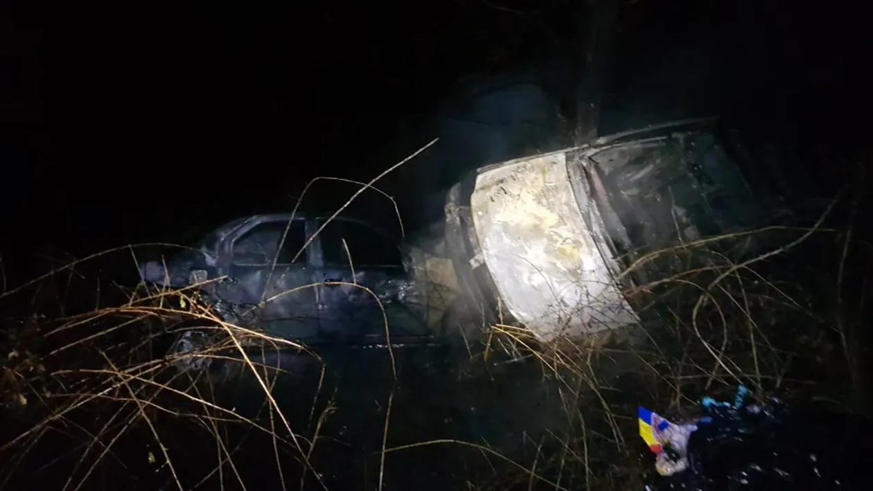 Accident grav în județul Giurgiu. Două mașini au luat foc după impactul violent
