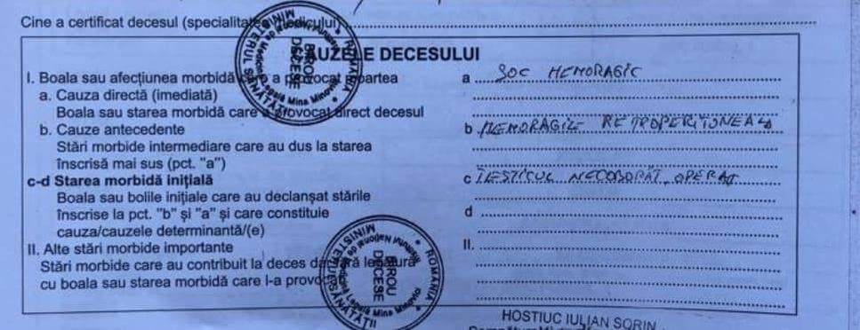 Cauza morții băiețelului: șoc hemoragic
