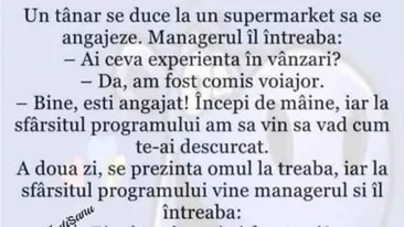 BANC | Un tânăr se duce la un supermarket să se angajeze