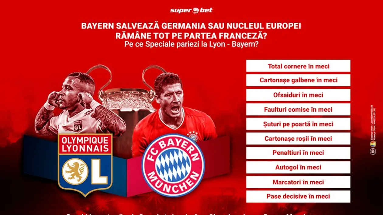O semifinală de Ligă specială se tratează cu Pariuri Speciale! Ce te inspiră să SuperPariezi la Lyon – Bayern