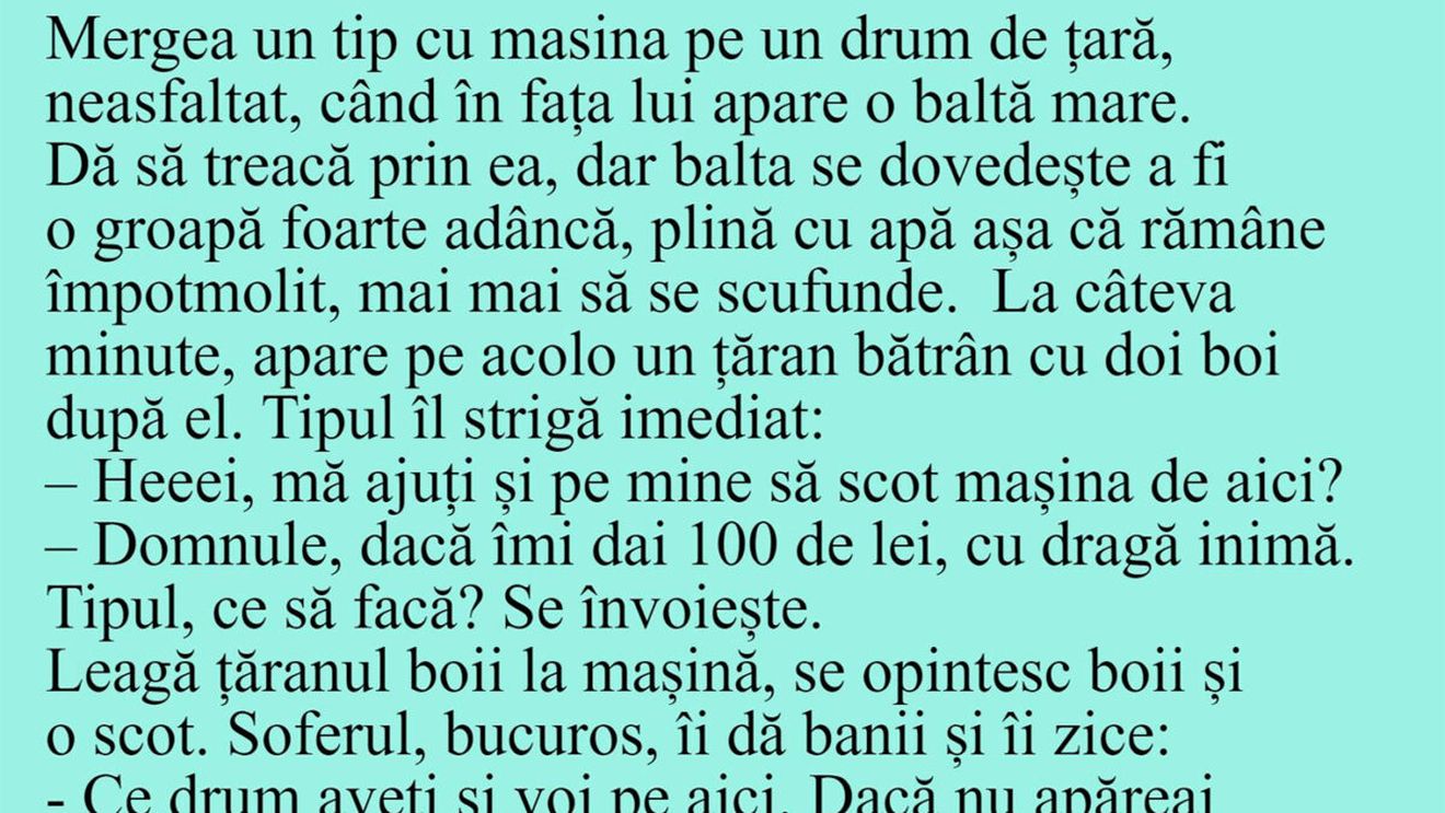 BANCUL ZILEI | "Domnule, dacă-mi dai 100 de lei, te ajut cu dragă inimă!"
