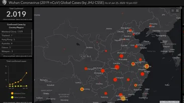 Harta care marchează în timp real răspândirea coronavirusului în întreaga lume