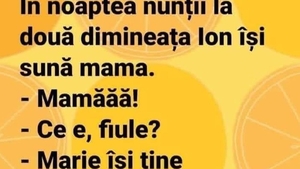 BANCUL DE VINERI | Ion, în noaptea nunții strigă puternic: „Mamăăăă!”