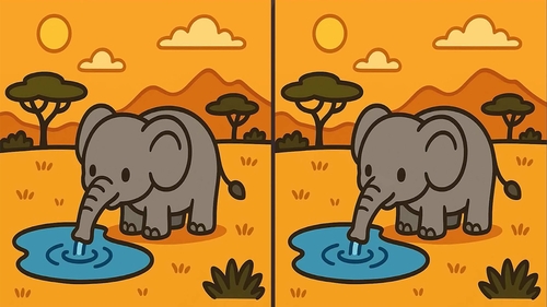 Test de inteligență | Acești doi elefanți par identici, dar nu sunt. Descoperiți cele 3 diferențe!