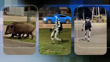 Un robot umanoid a alergat porci mistreți într-o parcare din Polonia. Nu este un banc, ci un clip viral pe internet!