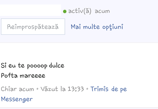 Convorbirile de pe Facebook dintre profesor şi eleva cu care ar avea o relatie de mai bine de doi ani