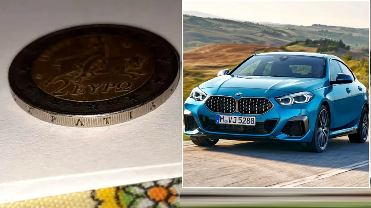 Aceasta este moneda de 2 euro, cu defect, care se vinde cu prețul unui BMW, în România