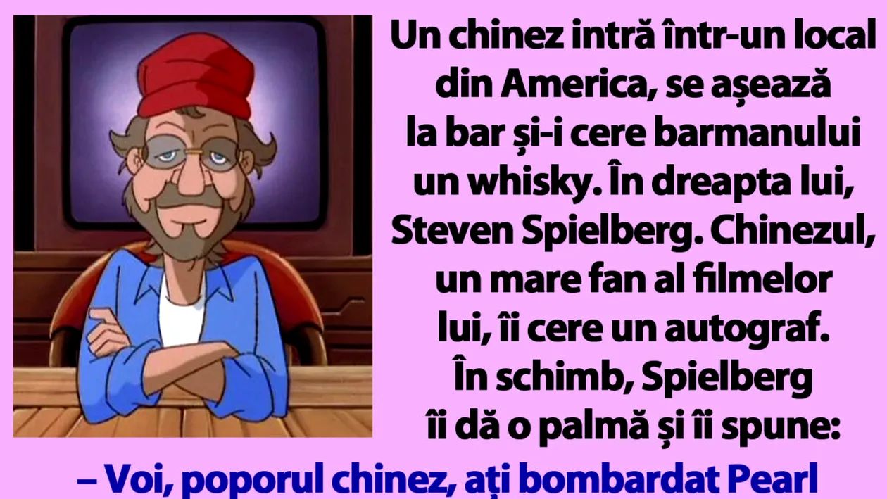 BANCUL ZILEI | Un chinez intră într-un bar din SUA și îl ia la palme pe Steven Spielberg