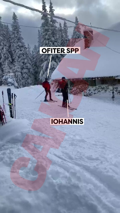 Șeful statului, la schi, însoțit de un ofițer SPP