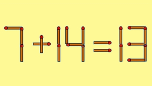 Test de inteligență | Mutați un singur chibrit pentru a corecta 7 + 14 = 13