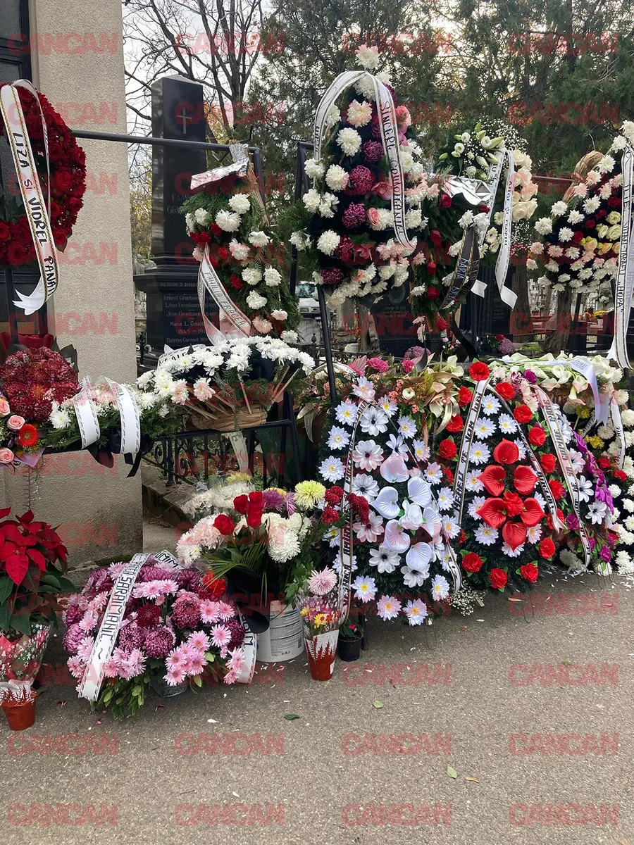 Zeci de coroane au fost aduse la sicriul Ronei Hartner, înmormântată la cimitirul Bellu Catolic (Foto: CANCAN.RO)