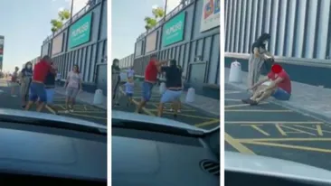 VIDEO șocant! Bătaie ca-n filme în fața unui mall din Târgoviște