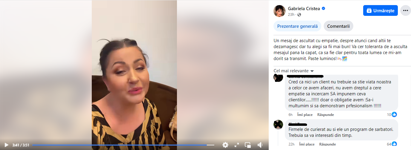 Oamenii au reacționat vehement la adresa Gabrielei Cristea