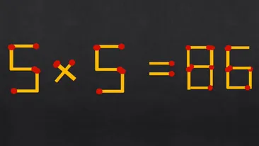Test IQ exclusiv pentru genii | 5x5=86 este greșit. Pentru a corecta egalitatea, mutați 2 chibruturi