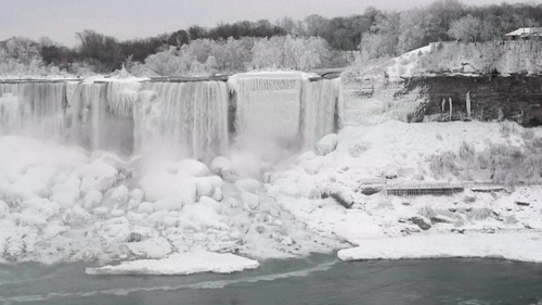Imagini senzaționale. Cascada Niagara a înghețat din cauza vortexului polar | VIDEO
