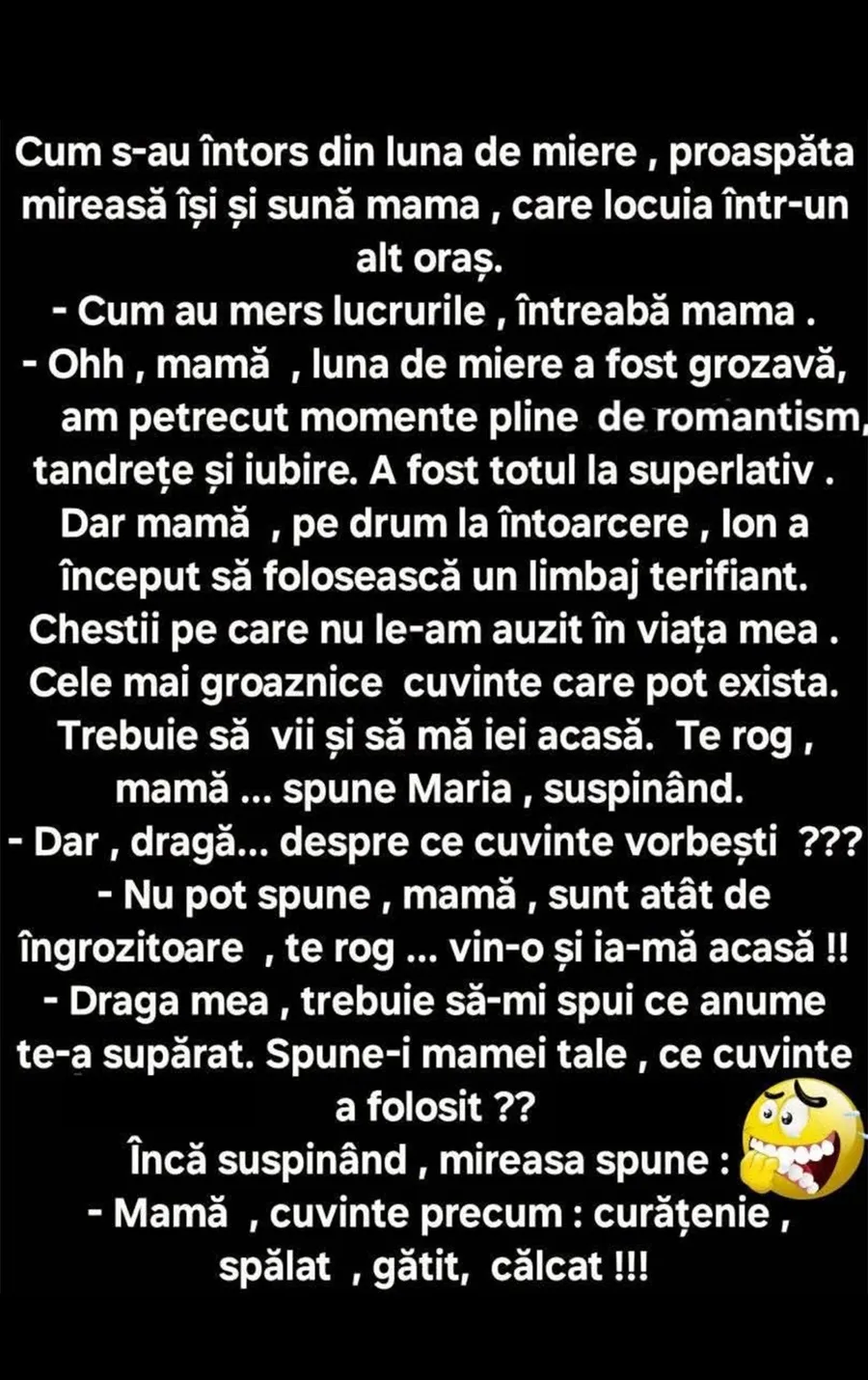 BANC | Imediat cum s-a întors din luna de miere, proaspăta mireasă își sună mama