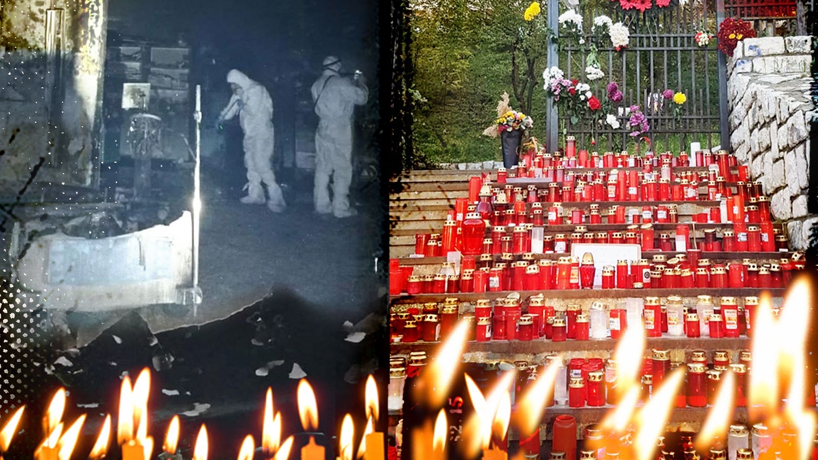 Zeci de candele și flori în fața spitalului din Piatra Neamț! Rudele îndurerate au adus un ultim omagiu celor care s-au stins din viață în incendiu