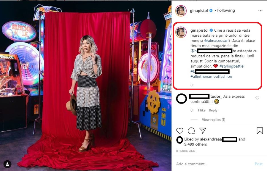 Gina Pistol a filmat azi pentru emisiunea “Chefi la Cuțite” și s-a duelat cu Alina Ceușan © Instagram