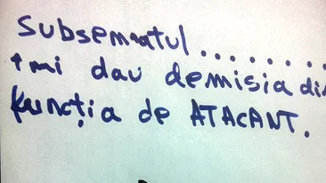 CAZ UNIC in fotbal! Un jucator din Liga 1 si-a prezentat demisia: Subsemnatul .... imi dau DEMISIA din functia de atacant!